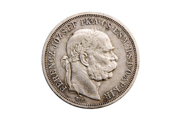 coin showing austrian emperor Franz Joseph, Austria, 5 corona