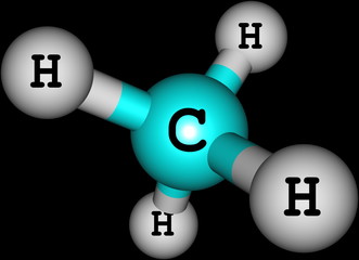 Methane molecule on black background