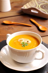 Pumpkin soup with mushrooms