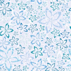 Obraz premium floral blue seamless pattern, vector illustration