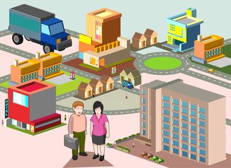 several building isometric. very detail isometric vector