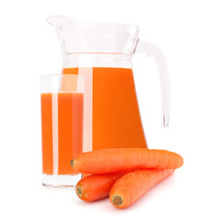 Carrot vegetable juice in glass jug
