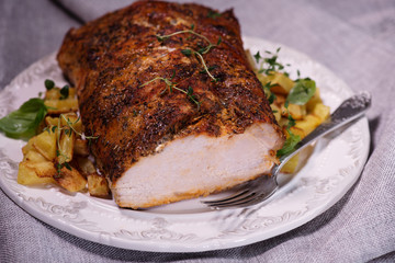oven baked pork loin with potatoes