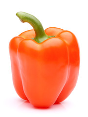 Orange sweet bell pepper isolated on white background cutout