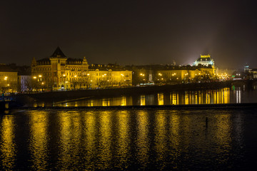 Fototapeta na wymiar Czech National Theatre from Charles Bridge