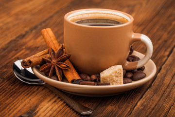 cup of coffee and beans
