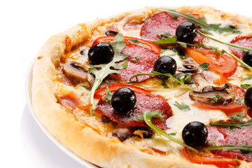 Pizza on white background
