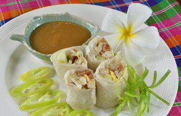 Spring rolls food on dish