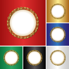 set of backgrounds with golden frame