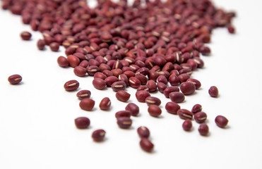 Azuki beans on white background
