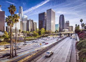 Crédence de cuisine en verre imprimé Lieux américains Paysage urbain du centre-ville de Los Angeles, Californie