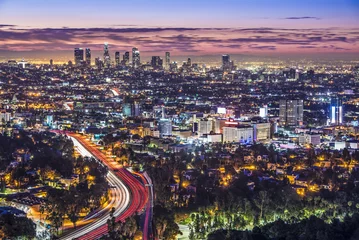 Kissenbezug Skyline von Downtown Los Angeles, Kalifornien © SeanPavonePhoto