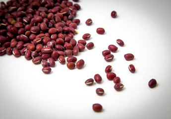 Azuki beans on white background
