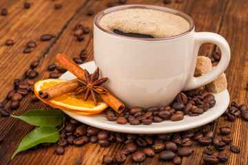 cup of coffee and beans