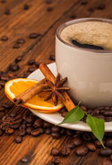 cup of coffee and beans
