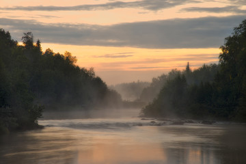 White Night on the River Pana. Kola Peninsula. Pana River.