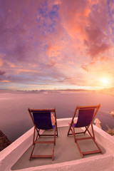 Sunbeds on Santorini