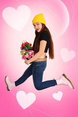 woman hib hob style happy in rose