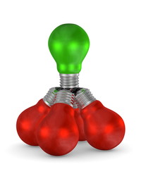 Pyramid-like structure of red and green light bulbs