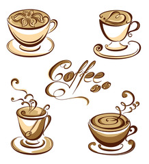Set coffee cups. Vector illustration