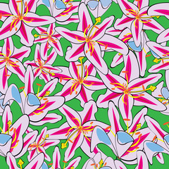 pink lily seamless pattern