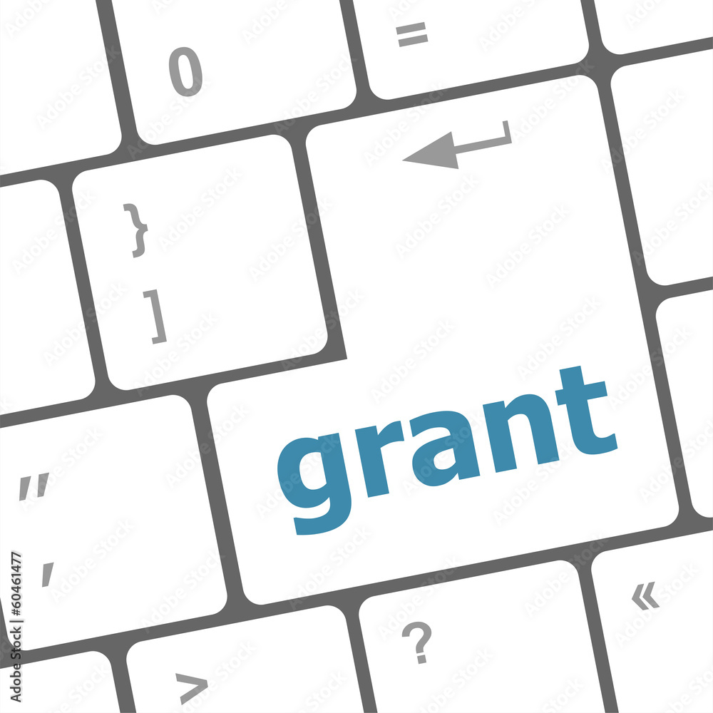 Poster computer keyboard button with grant button