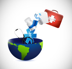 medical concept globe illustration design
