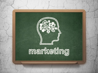Advertising concept: Head With Finance Symbol and Marketing on