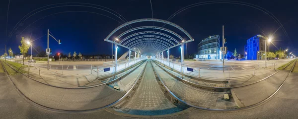 Tram stop in Hanover. Evening 360 degree panorama. © panoramarx