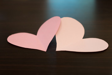 Two valentine's paper hearts