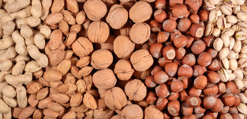 Assorted nuts background