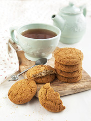 Oatmeal cookies and cup of tea