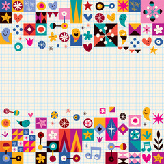 hearts, stars and flowers abstract art background