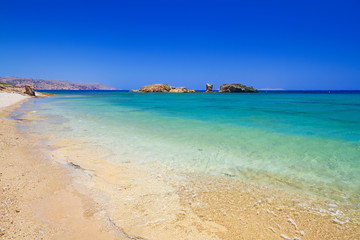 Vai beach with blue lagoon on Crete, Greece