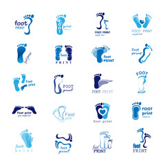 Foot Print Icons Set - Isolated On White Background