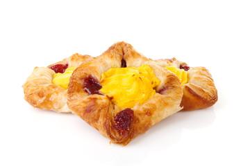 Fancy puff pastry with pudding and jam