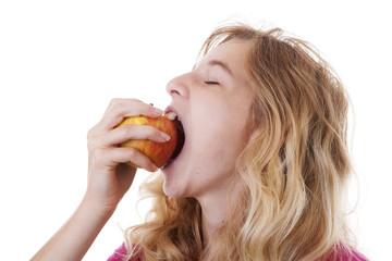 Girl is eating an apple