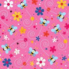 bees and flowers pattern