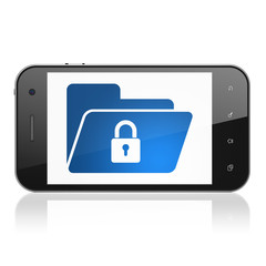 Finance concept: Folder With Lock on smartphone