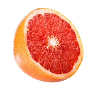 Half a grapefruit on white background