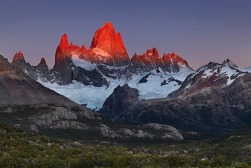 Küchenrückwand glas motiv Fitz Roy Mount Fitz Roy bei Sonnenaufgang, Patagonien, Argentinien