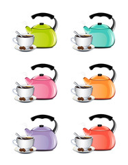 Cup Of Coffee And Kettle Set
