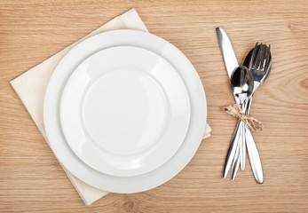 Empty plate and silverware set