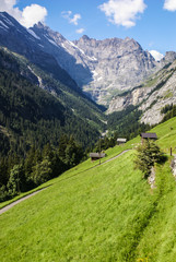 Fototapeta na wymiar View of the Swiss alps: Beautiful Gimmelwald village, central Sw