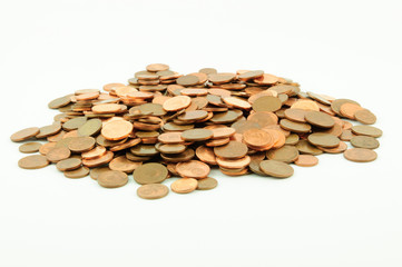 A pile of euro cent coins