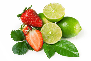 Fototapeta na wymiar Lime and strawberries