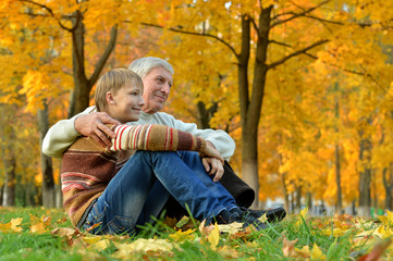 Happy grandson with grandfather