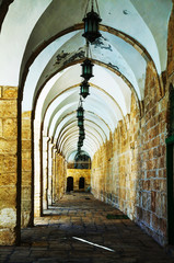 Arches of a passageway at the Temple mount in Jerusalem