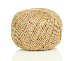 Ball of Natural String on White Background
