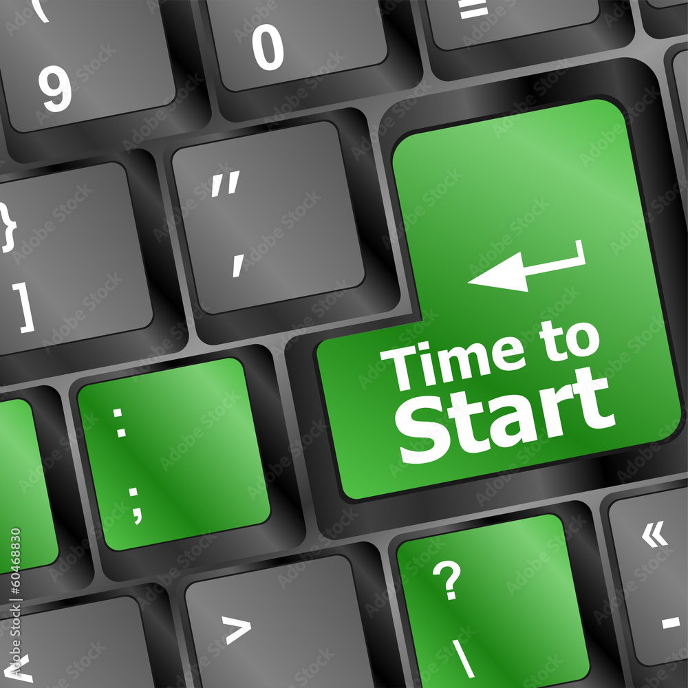 Poster time text button on keyboard with soft focus